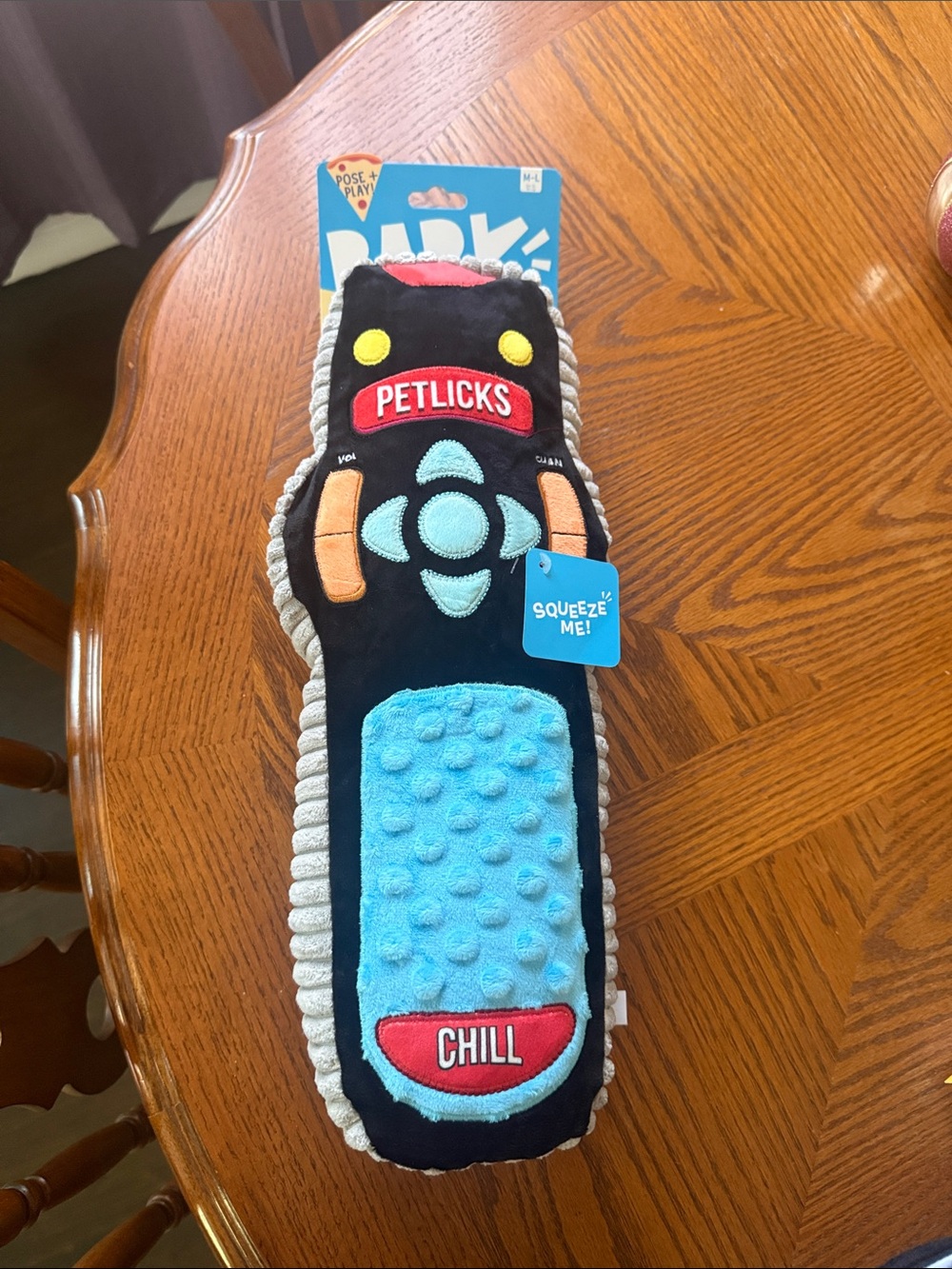 Bark Plush Remote Dog Toy in Black, Blue, Red
